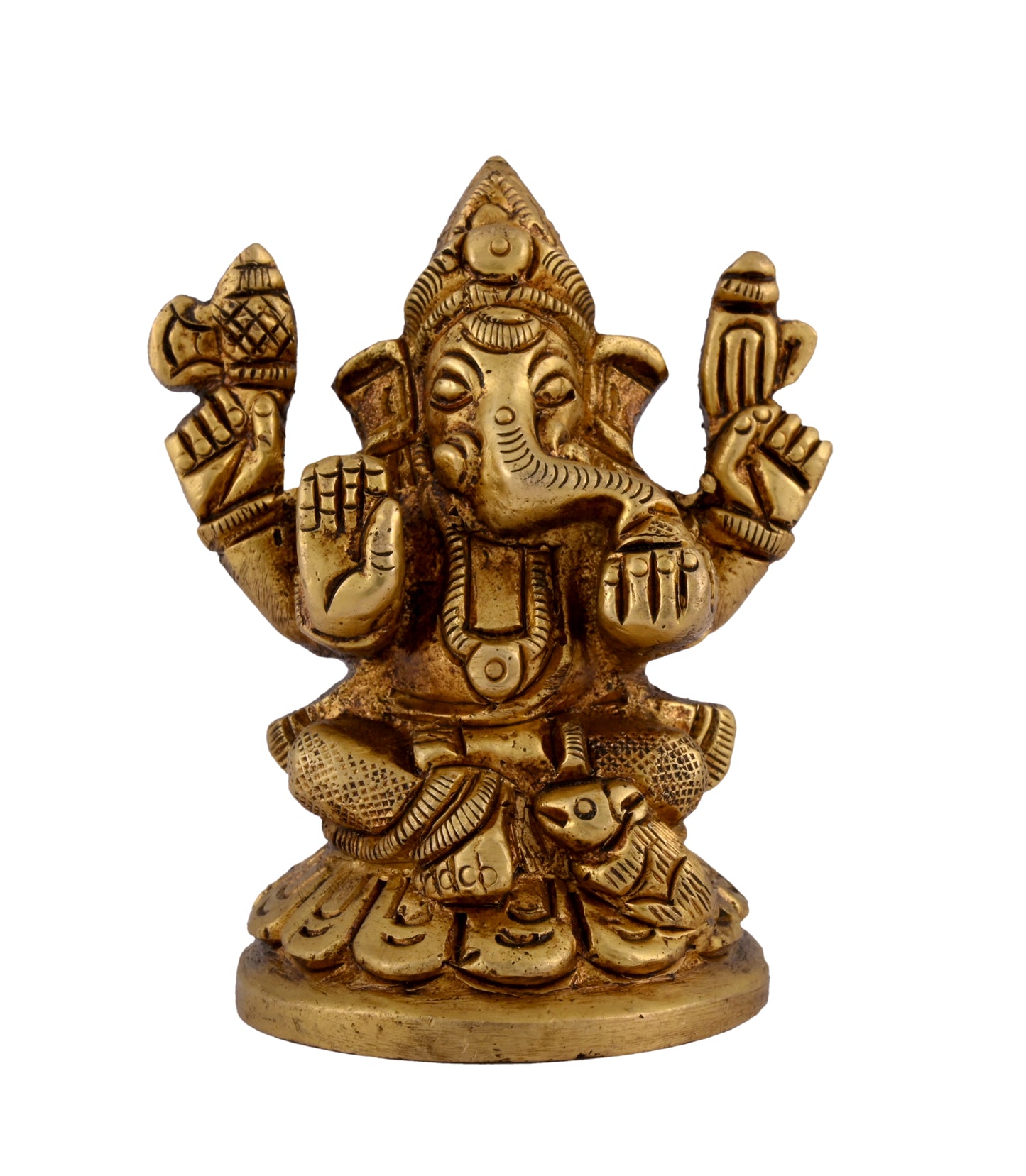 Brass Ganesha Laxmi Idol Set Small for Pooja