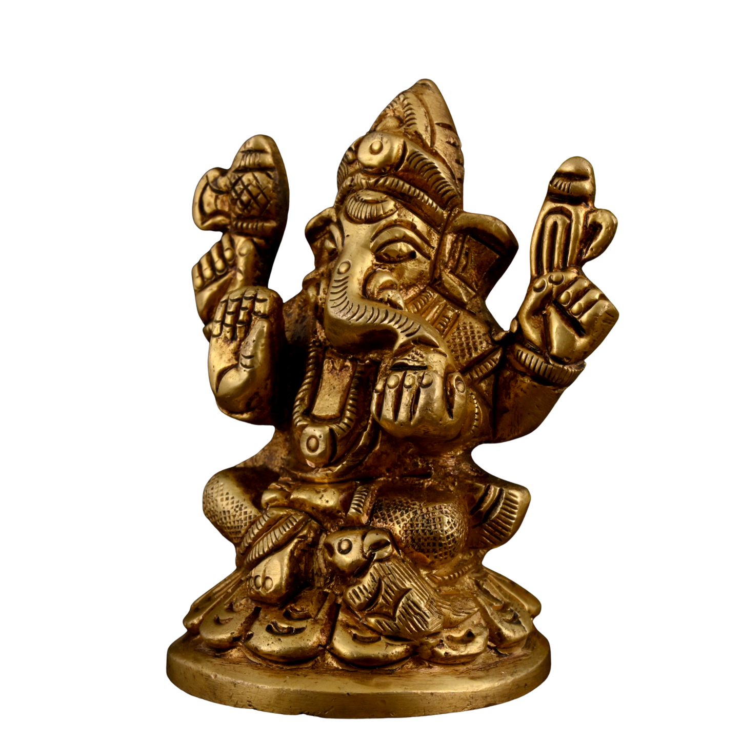 Brass Ganesha Laxmi Idol Set Small for Pooja