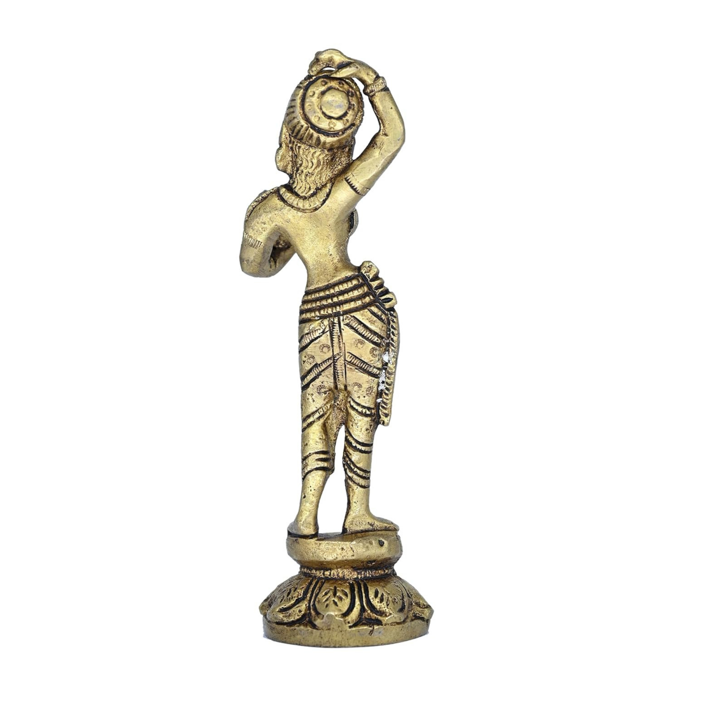 Brass Apsara Looking in Mirror Statue