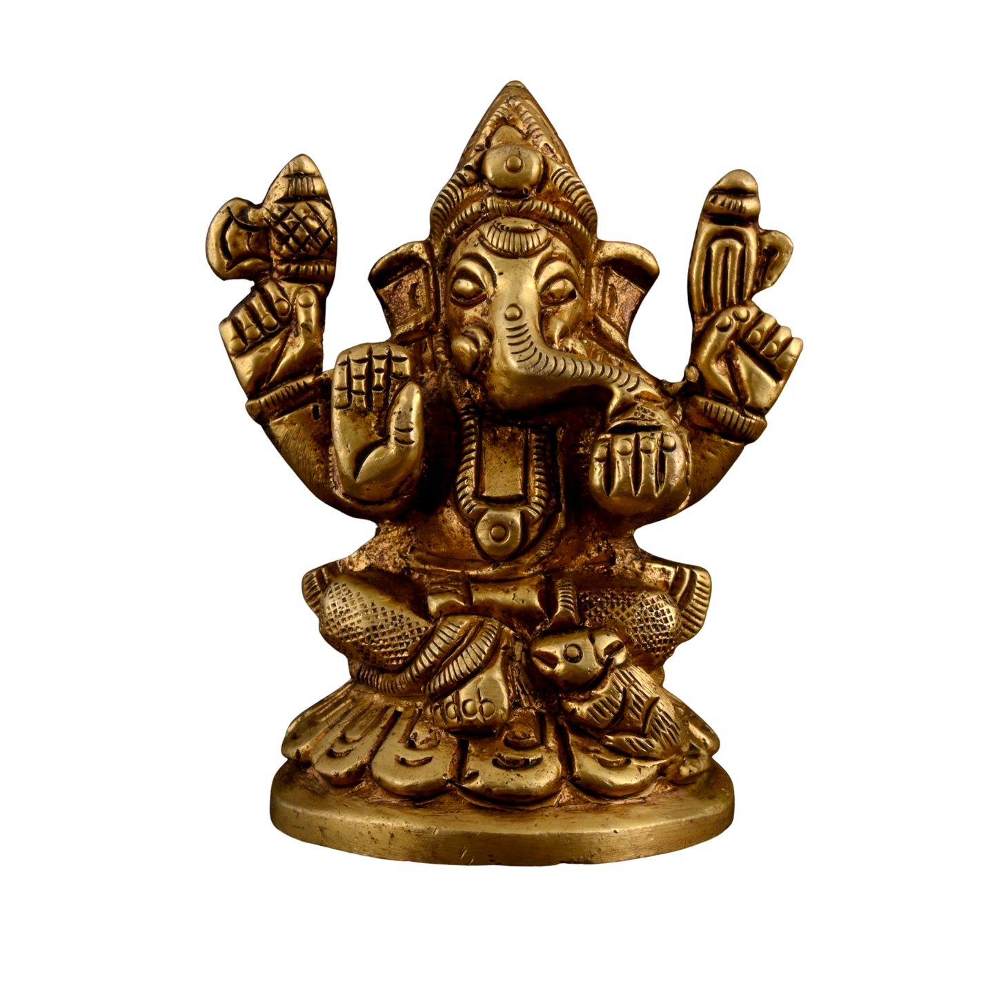 Brass Ganesha Laxmi Idol Set Small for Pooja