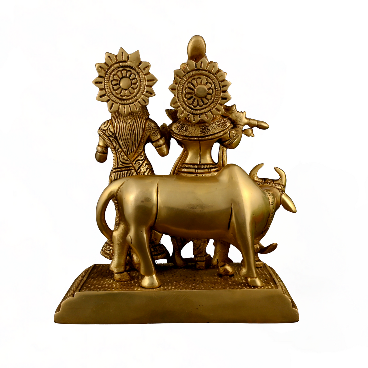 Brass Radha Krishna With Cow