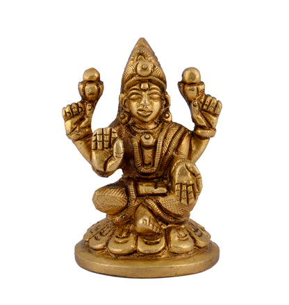 Brass Ganesha Laxmi Idol Set Small for Pooja
