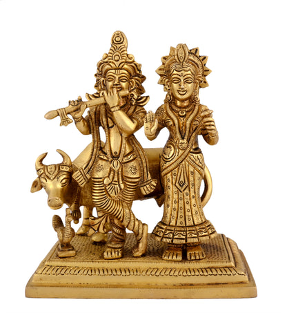 Brass Radha Krishna With Cow