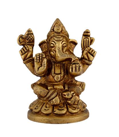 Brass Ganesha Laxmi Idol Set Small for Pooja