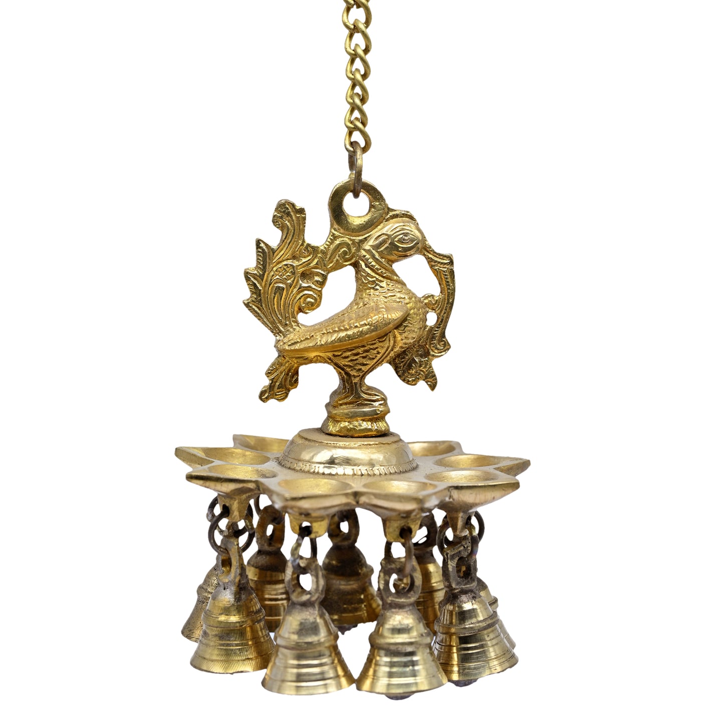 Brass Hanging peacock 9 diya