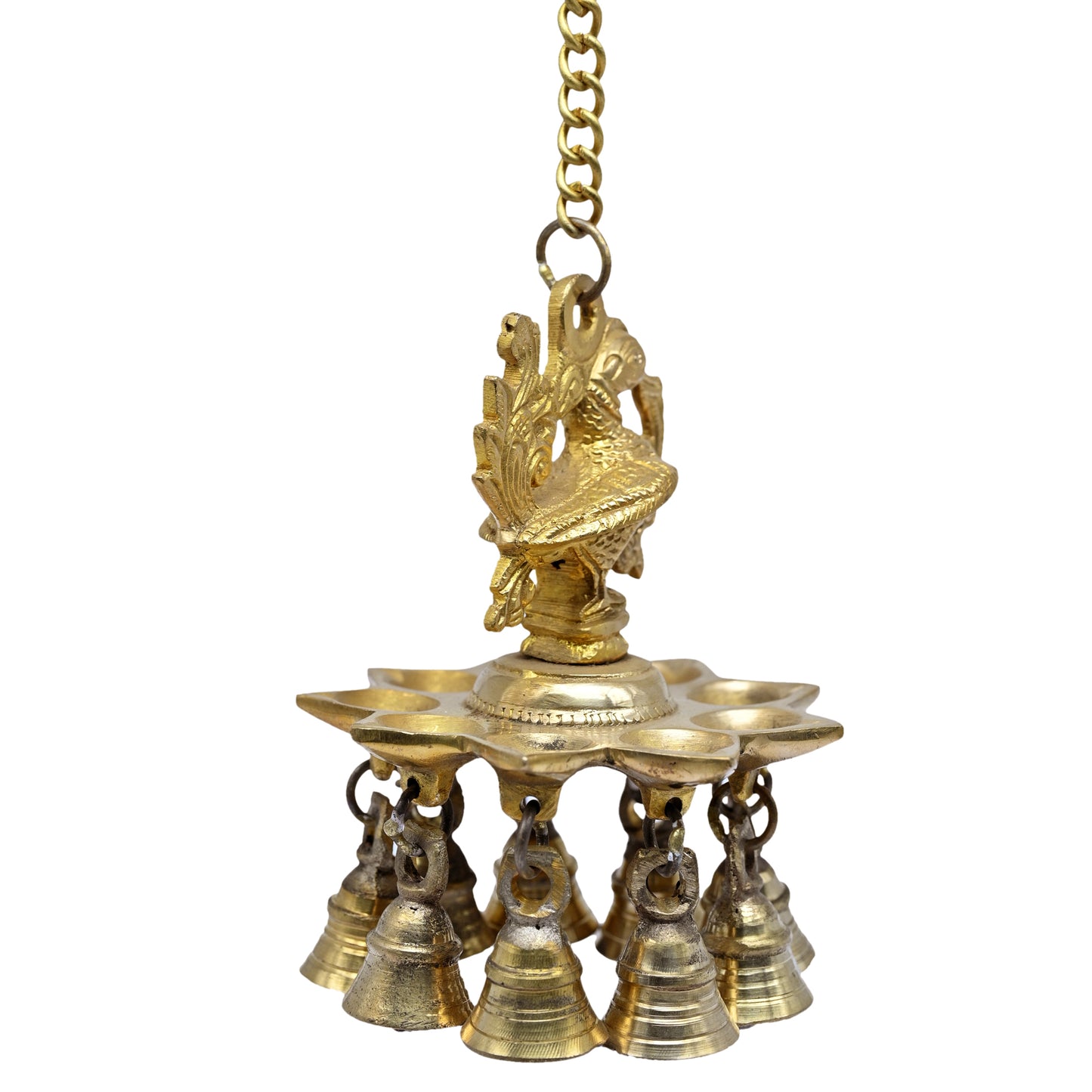 Brass Hanging peacock 9 diya