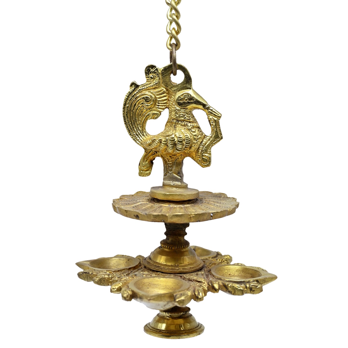 Brass Hanging Peacock 4 Diya