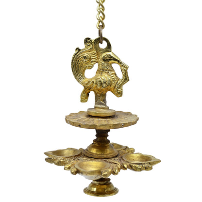 Brass Hanging Peacock 4 Diya