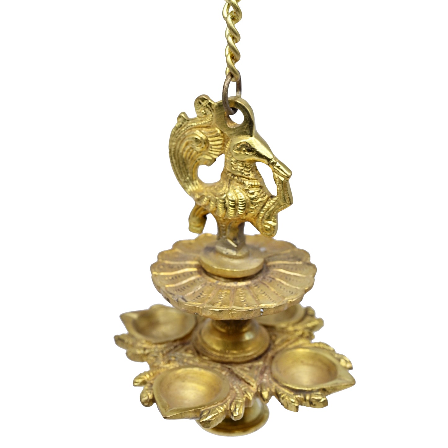 Brass Hanging Peacock 4 Diya