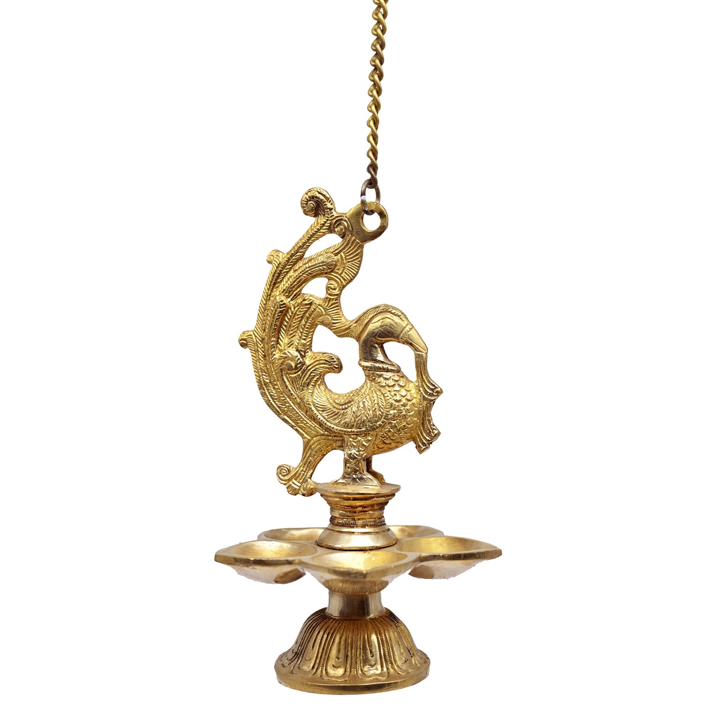 Brass Hanging Peacock 5 Diya