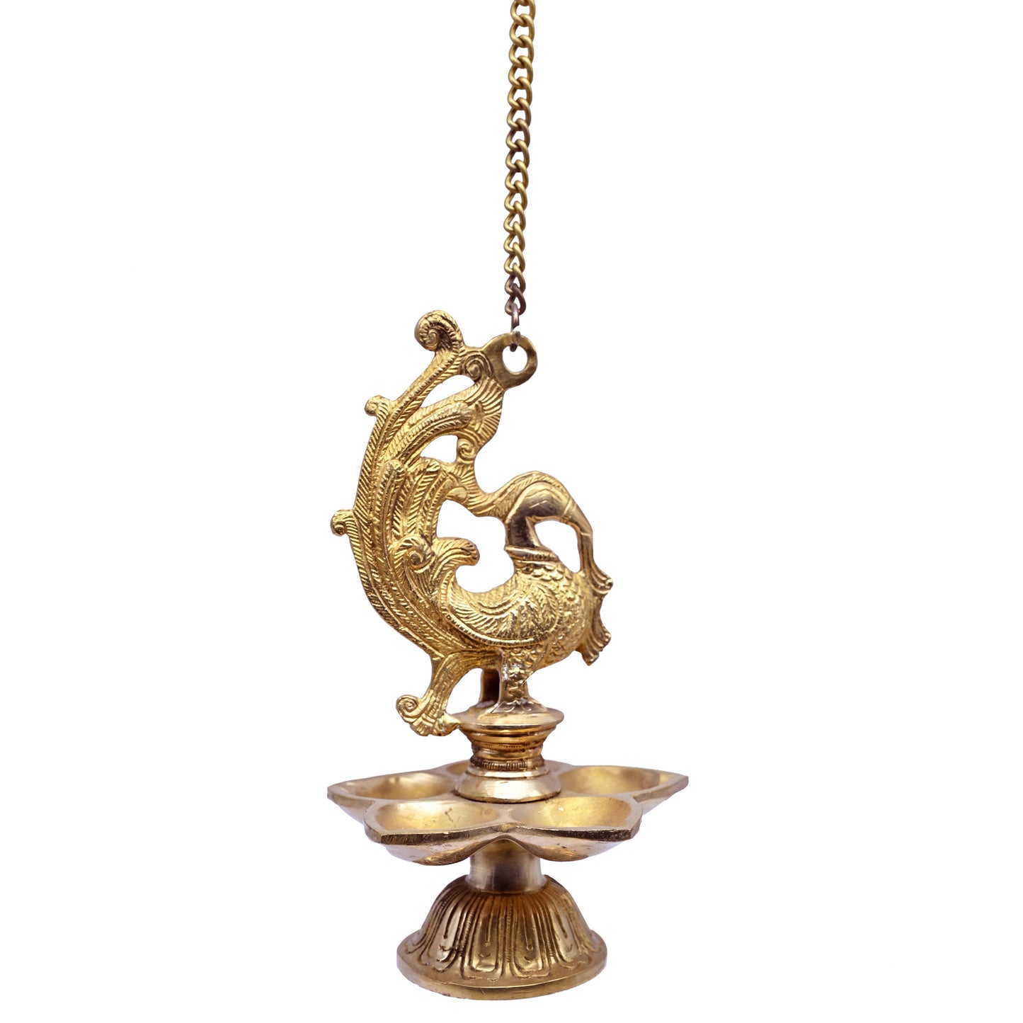 Brass Hanging Peacock 5 Diya