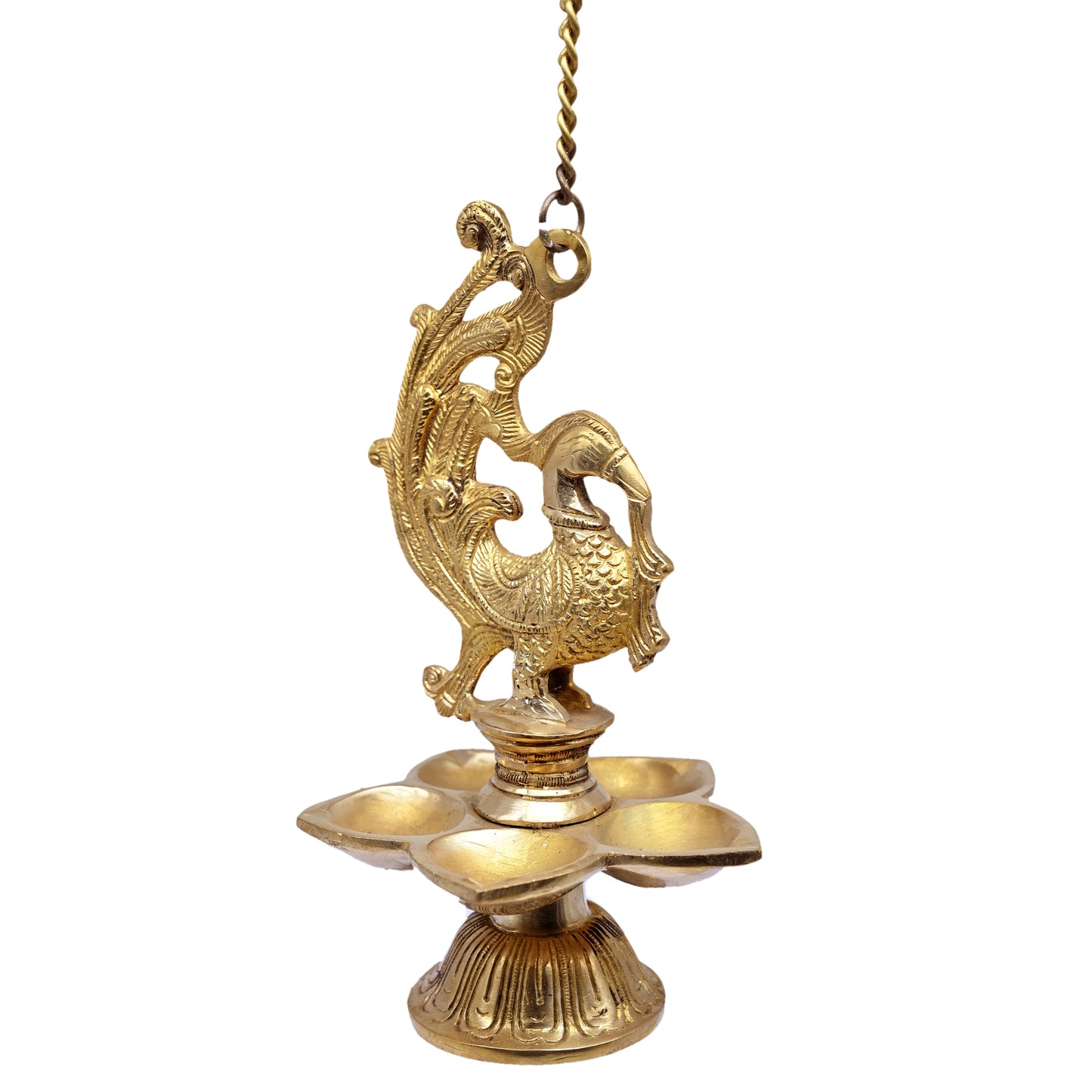 Brass Hanging Peacock 5 Diya