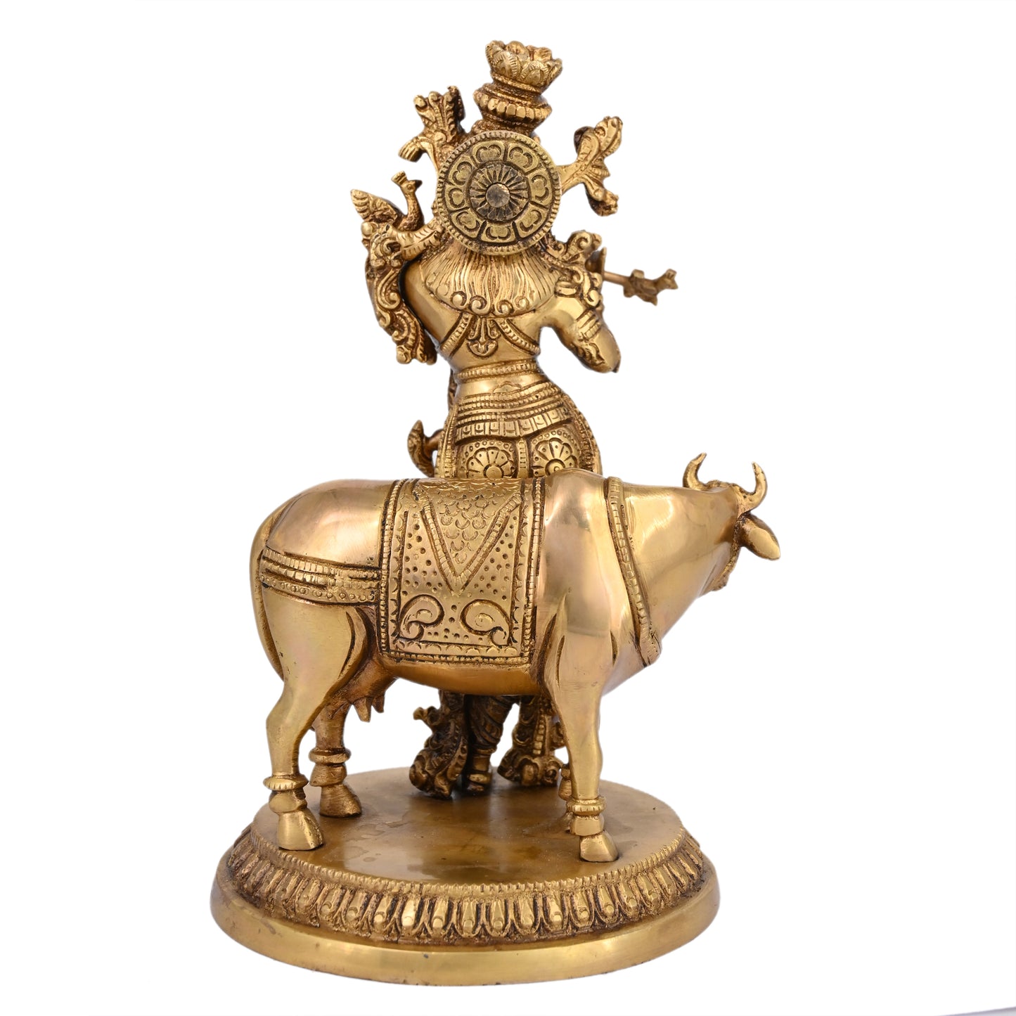 Brass Krishna with Cow