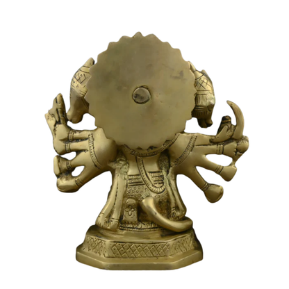 Brass Panchmukhi Sitting Bajrangbali Lord Hanuman Idol