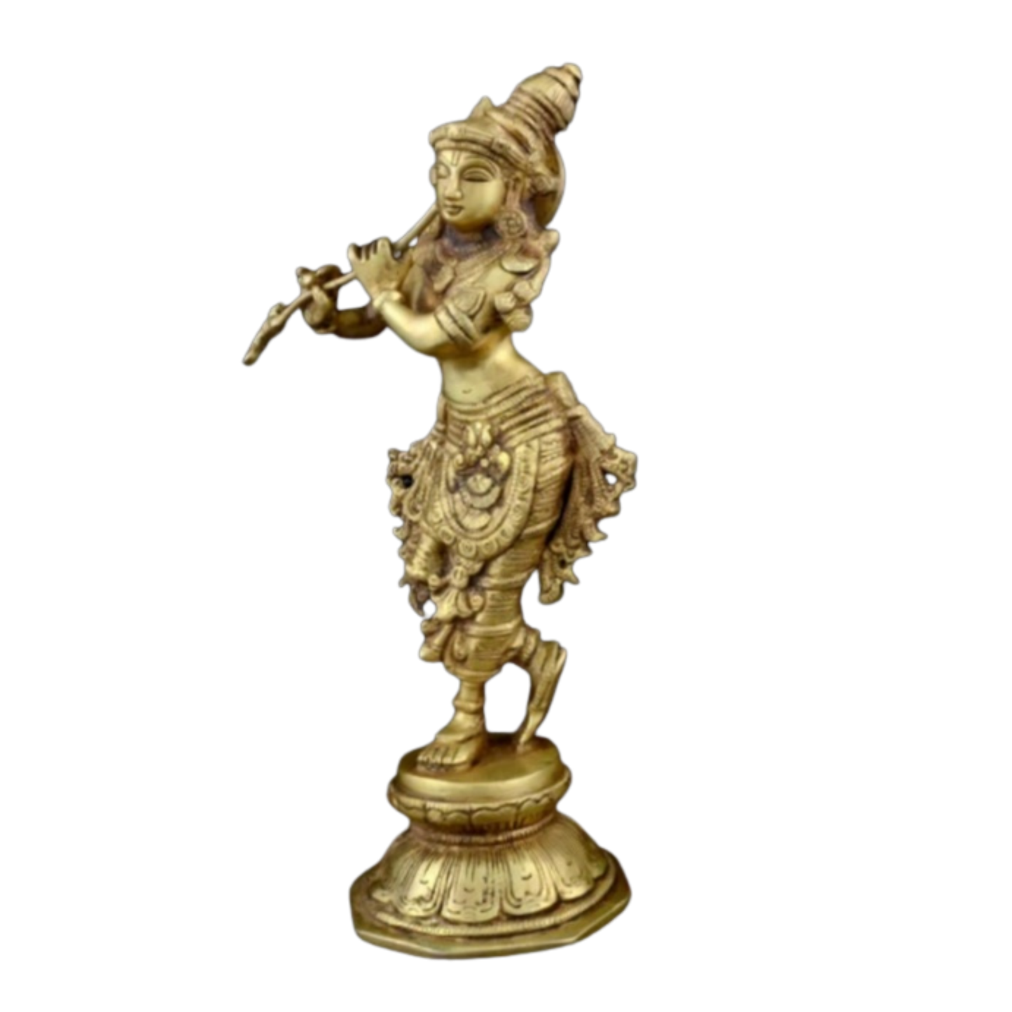 Brass Krishna Antique Standing Idol