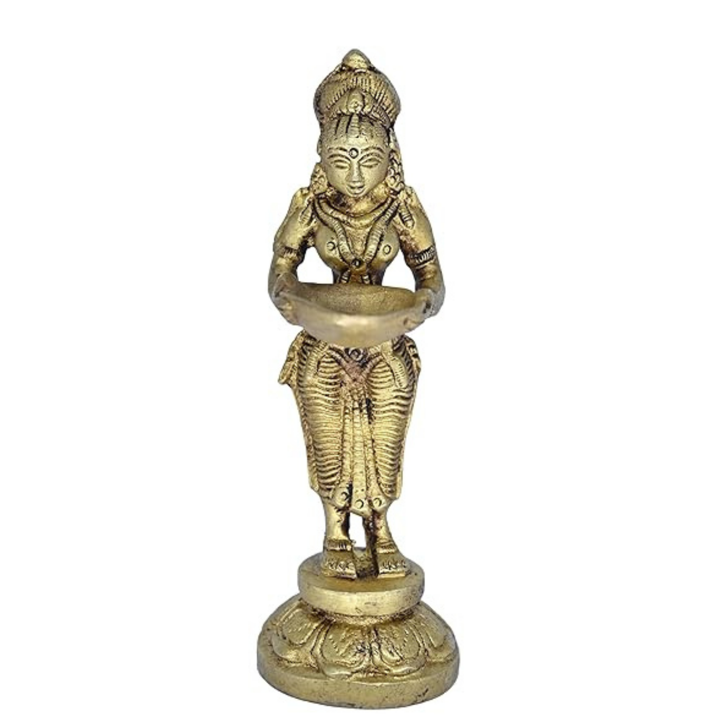 Brass Deep Lakshmi Statue Pair (2 Pieces)