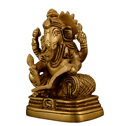 Brass Book Reading Ganesha