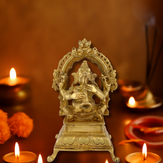 Brass Ganesha with Flute