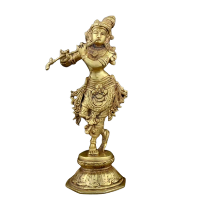 Brass Krishna Antique Standing Idol