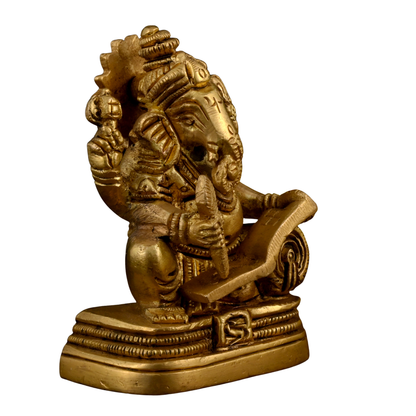 Brass Book Reading Ganesha