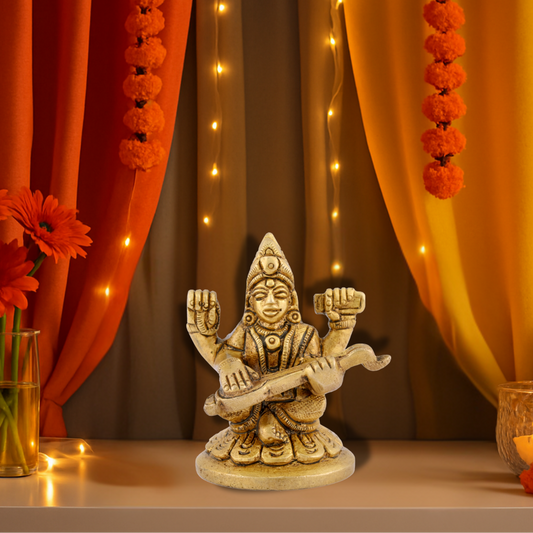 Brass Miniature Saraswati