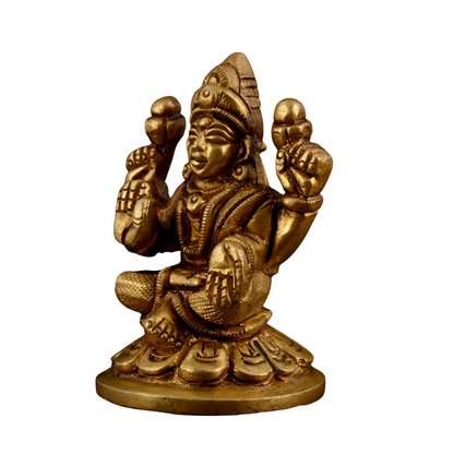 Brass Ganesha Laxmi Idol Set Small for Pooja