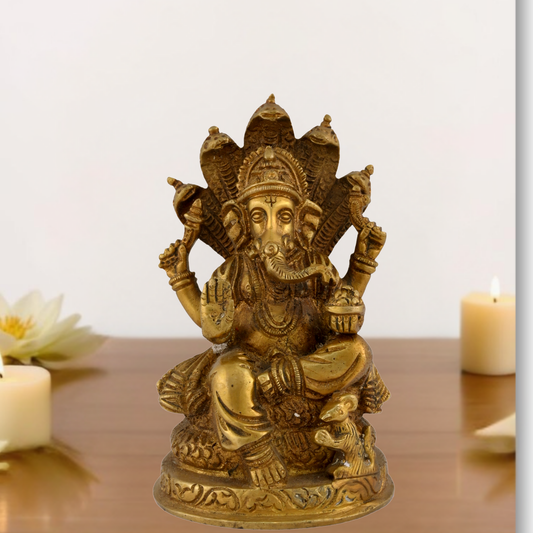 Brass Ganesha with Sheshnaag Arch